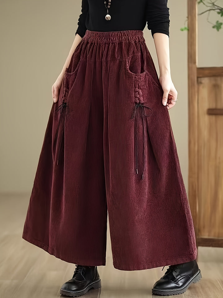 Pien | Wide-leg broek van corduroy met elastische taille