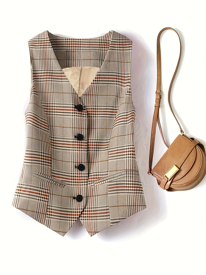 Yara | Geruit retro gilet