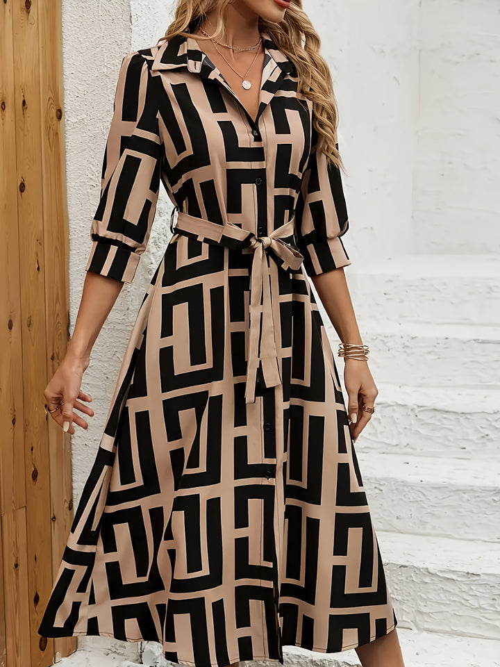 Babette | Blousejurk met print en strikceintuur