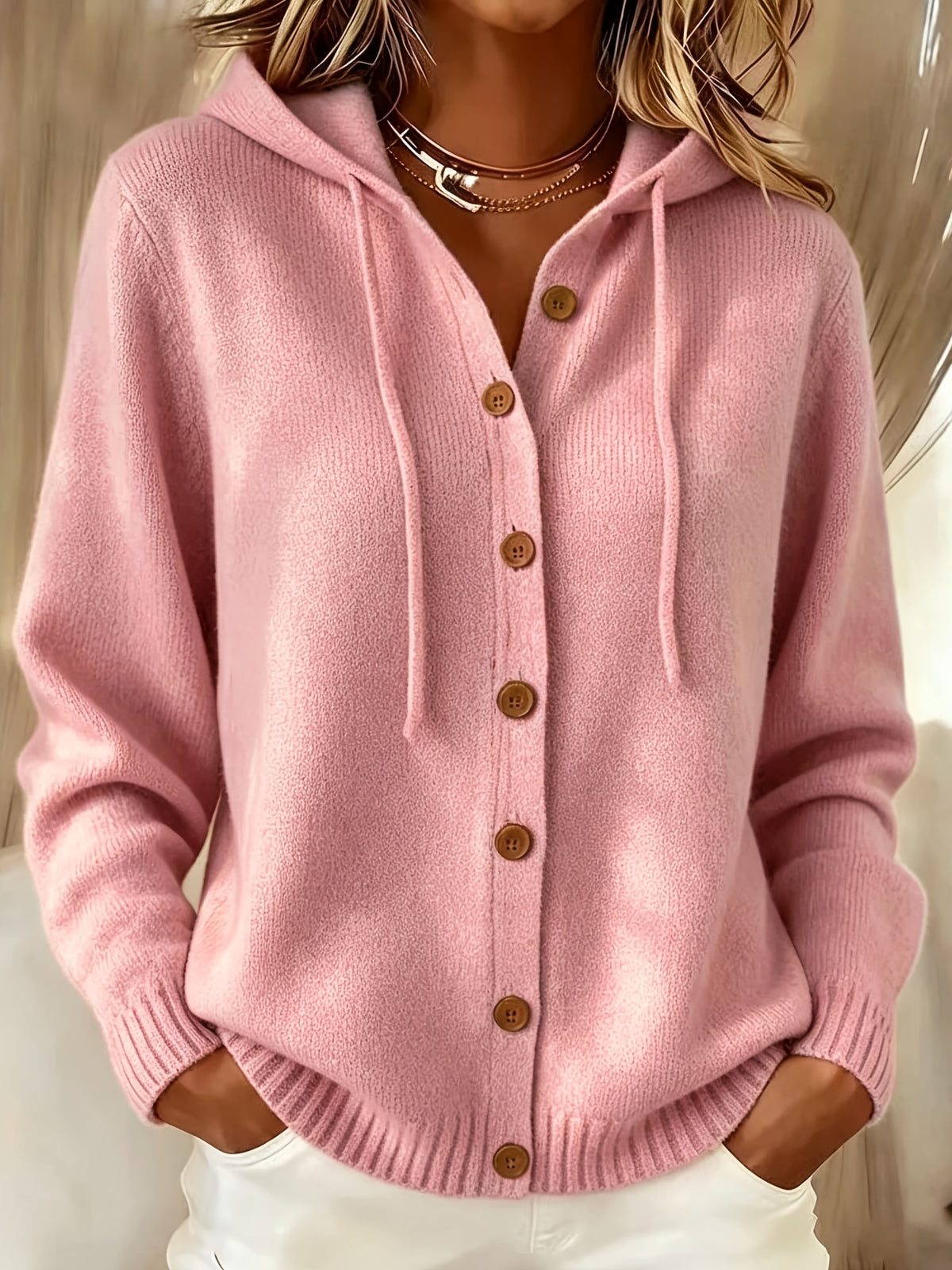 Evi | Cardigan met capuchon en houten knopen