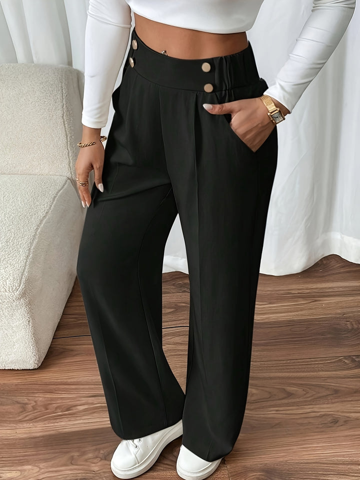 Corina | Broek met brede tailleband en knopen