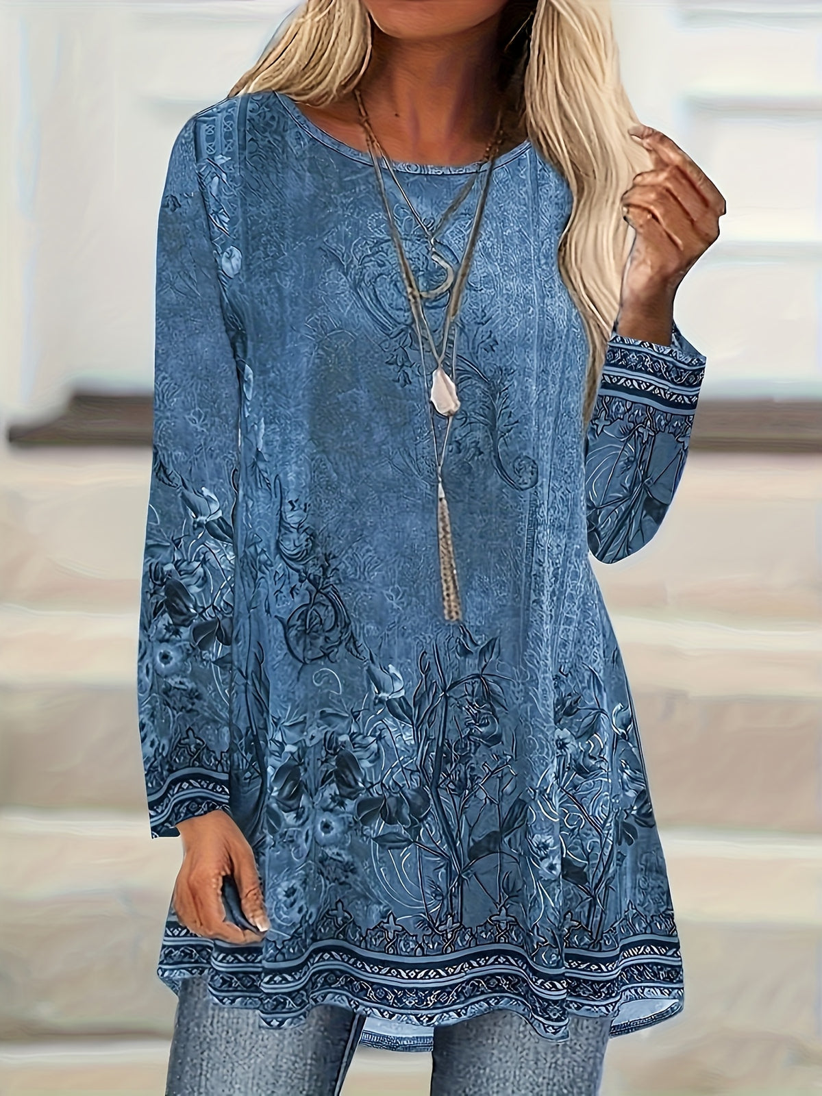Kim | Lange top met bloemenprint