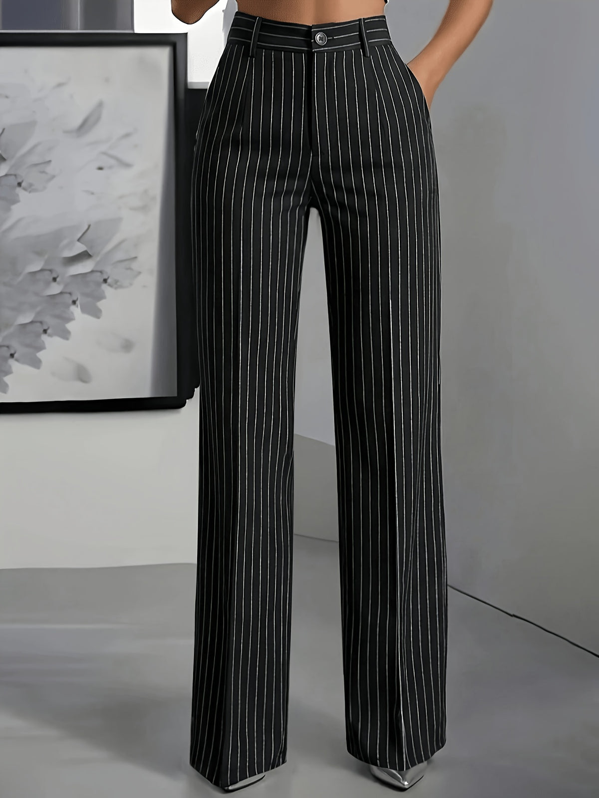 Anja | Rechte broek met krijtstreep