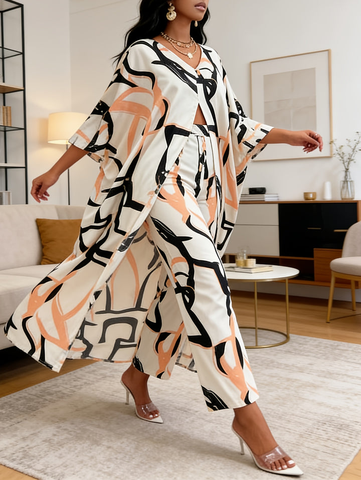 Josine | Bedrukte tweedelige set met broek