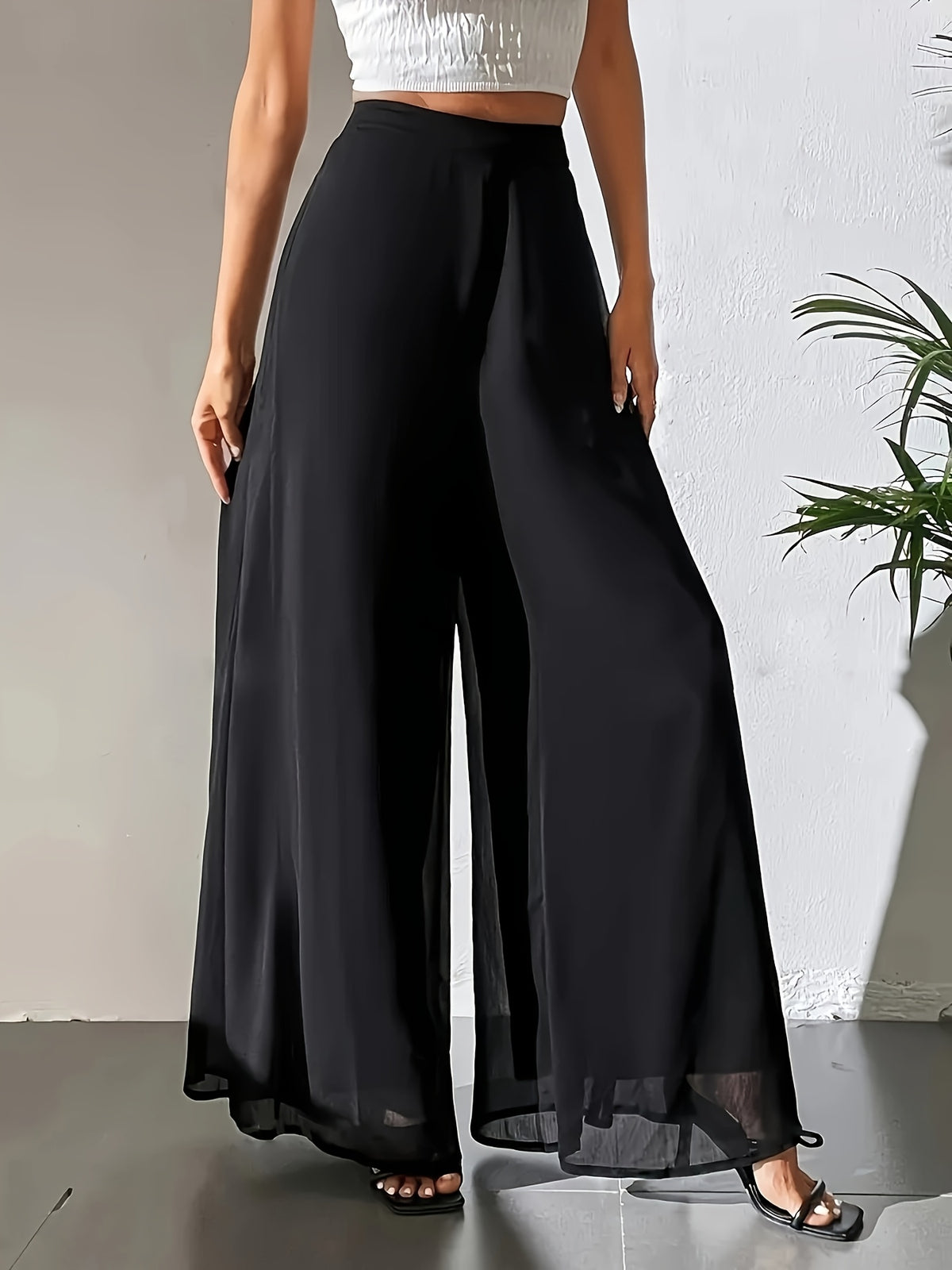 Chantal | Wijde broek met hoge taille